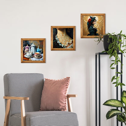 Victorian Tea, Lace & Lady Trio Stone Wall Art Set