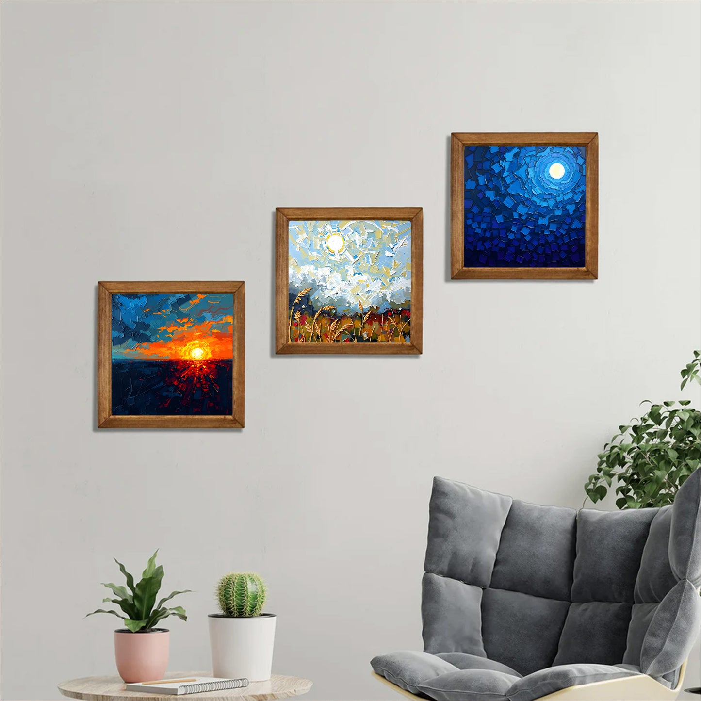 Colours Of The Day Trio 2 Natural Stone Wall Art
