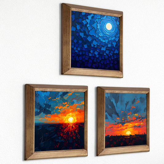 Moon & Sunset Trio Stone Wall Art Set