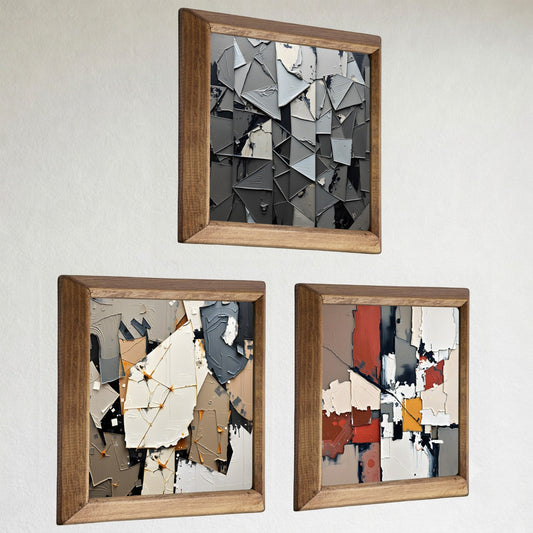 Colourful Shapes Trio Stone Wall Art Set