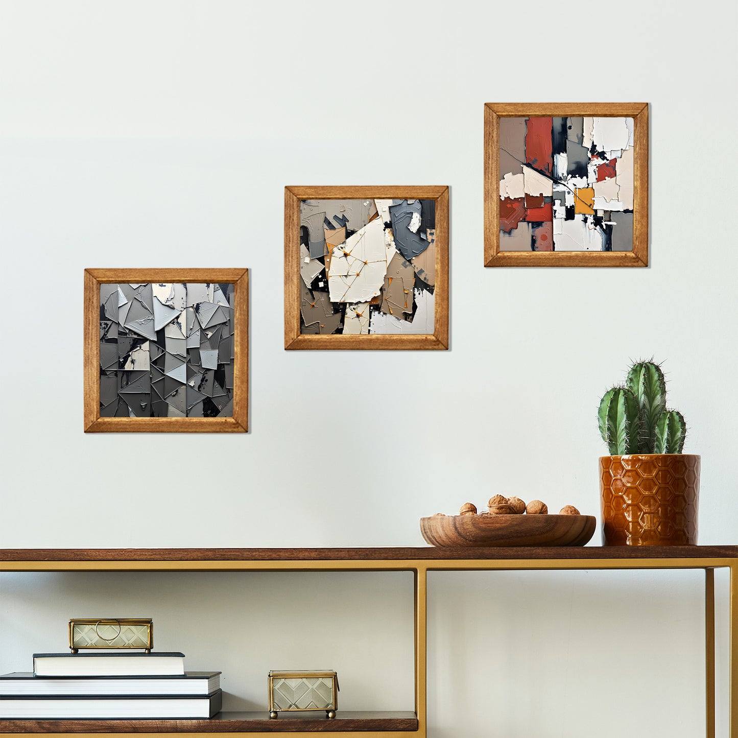 Shapes in Paint Trio Natural Stone Wall Art