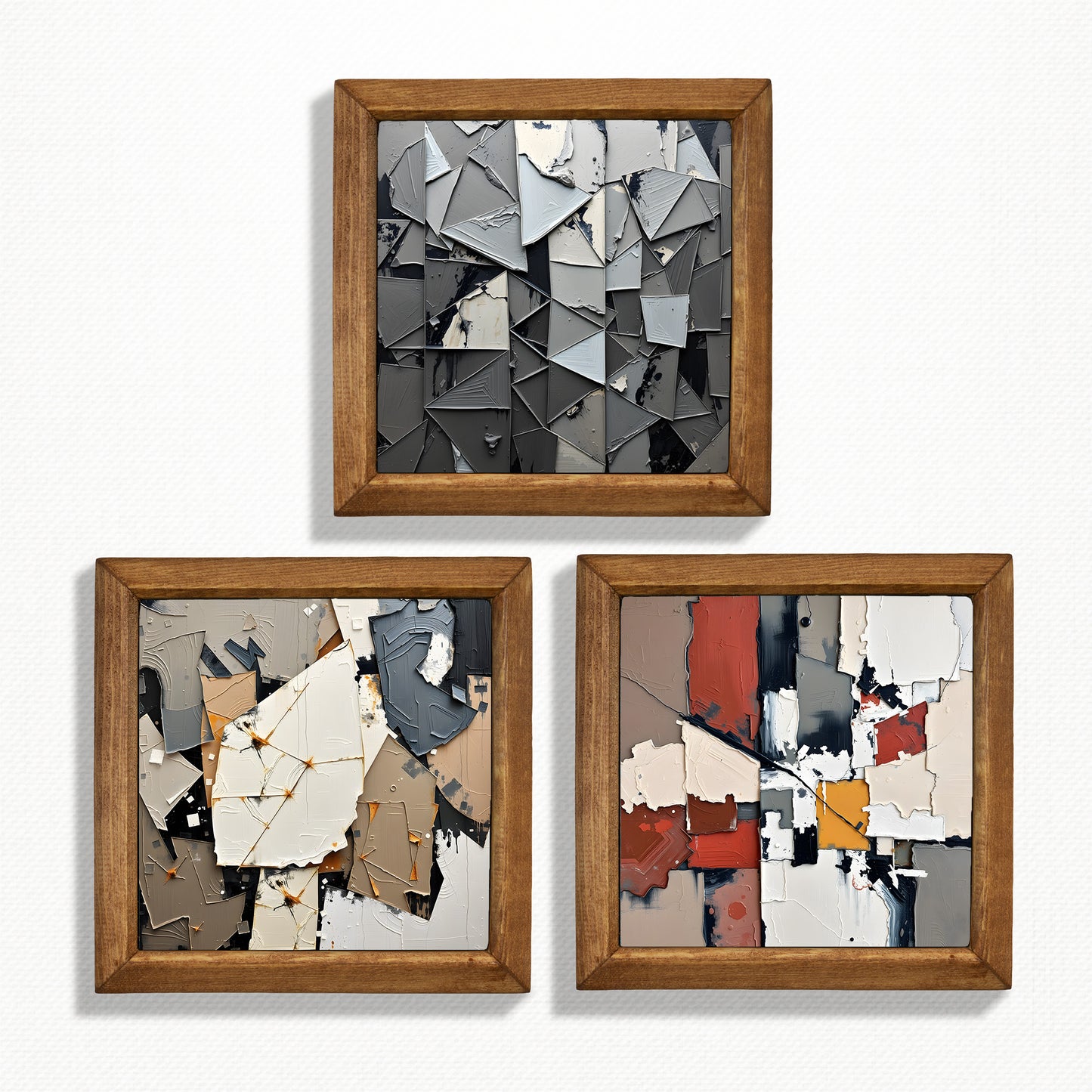 Shapes in Paint Trio Natural Stone Wall Art