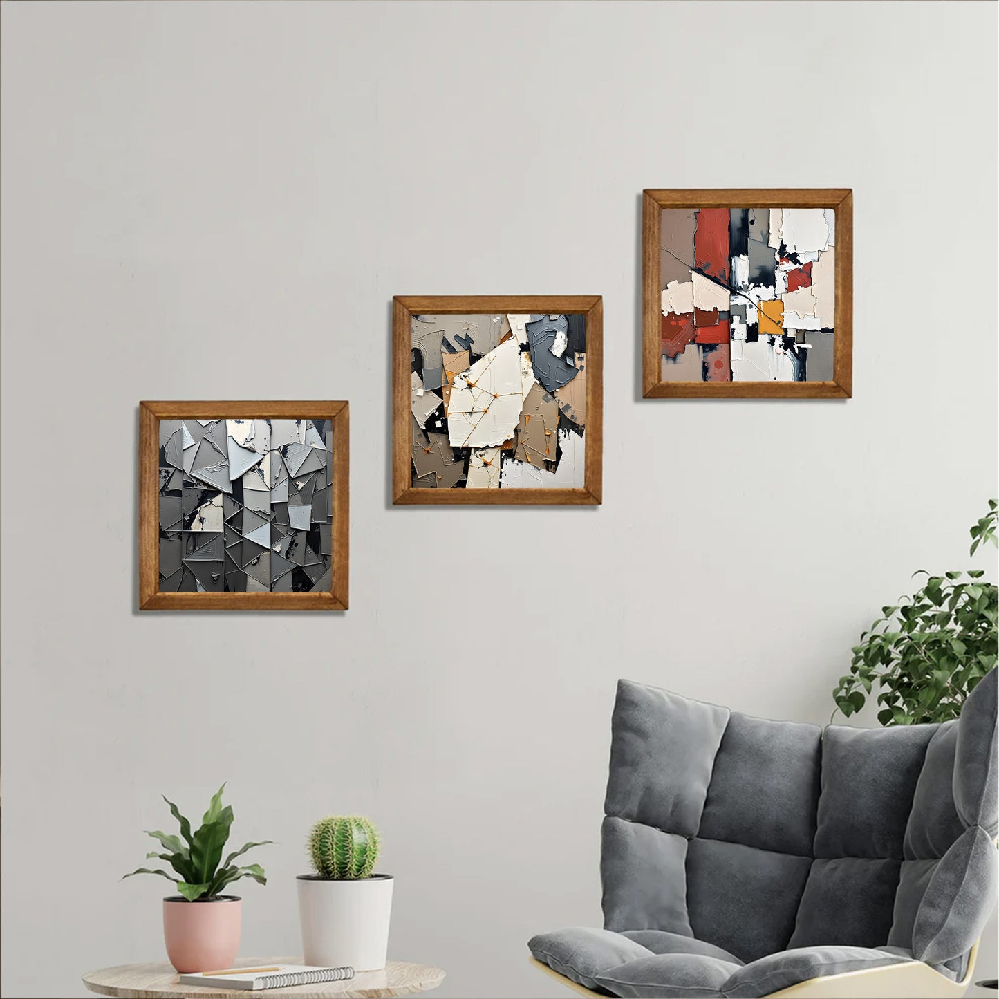Shapes in Paint Trio Natural Stone Wall Art