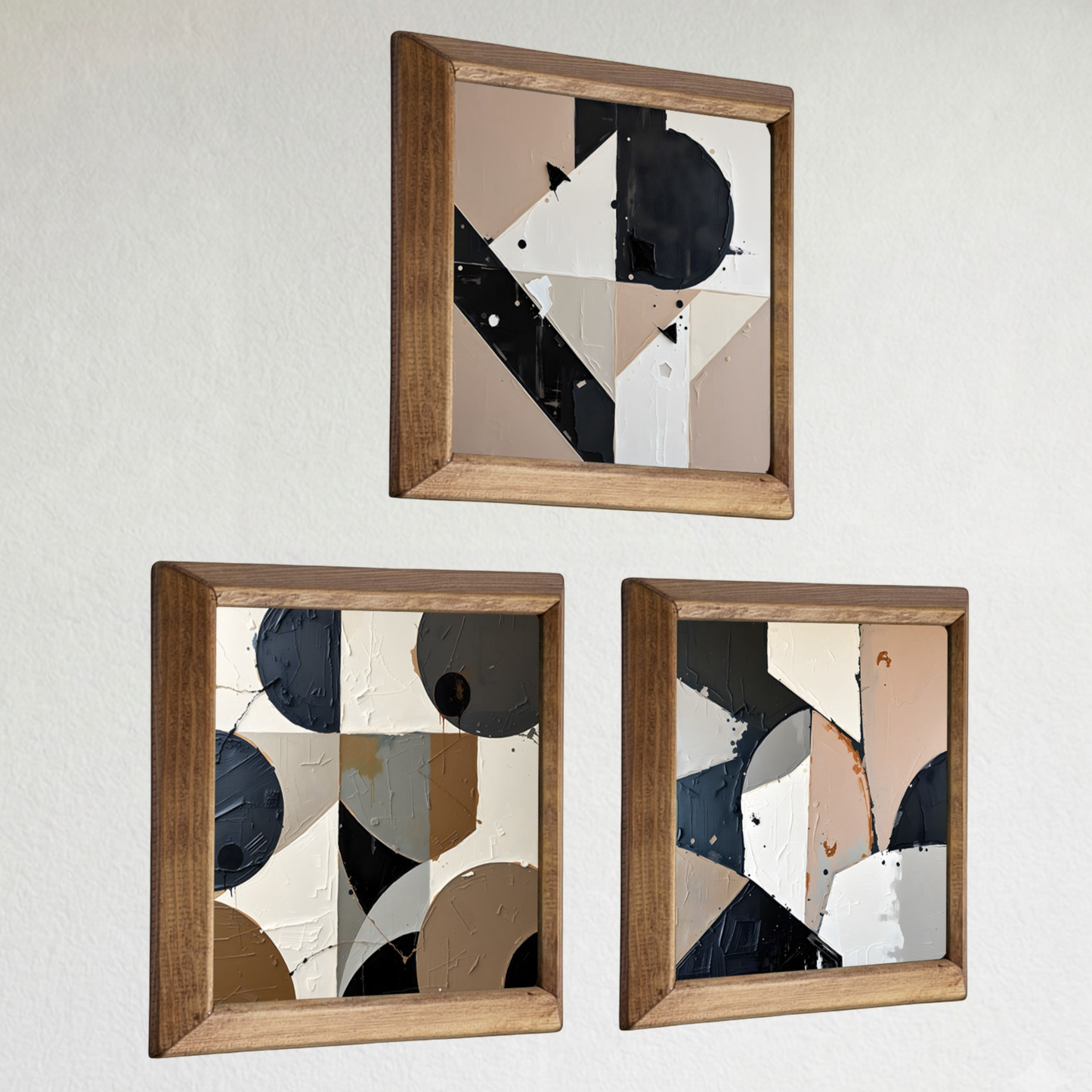 Geometric Shapes Trio Stone Wall Art Set