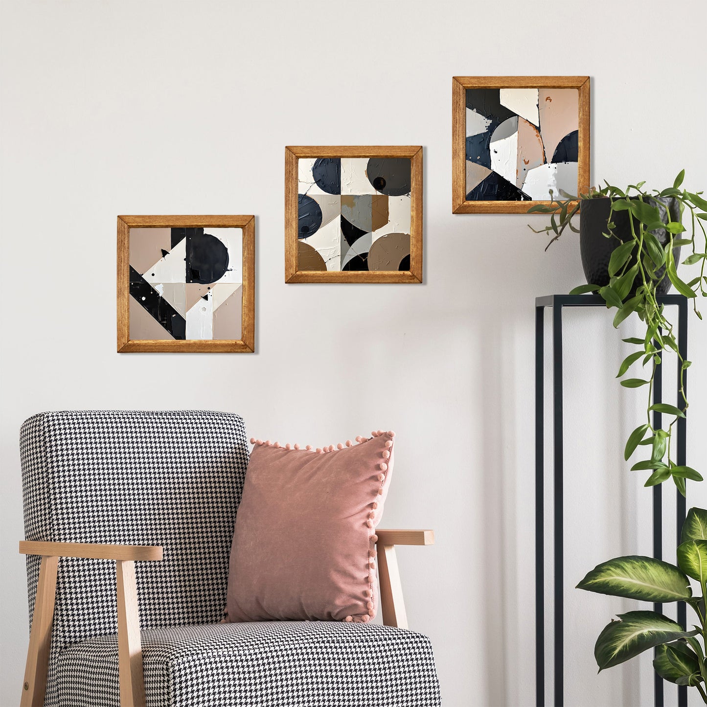 Geometric Shapes Trio Natural Stone Wall Art