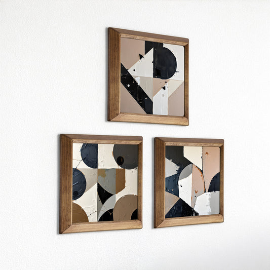 Geometric Shapes Trio Natural Stone Wall Art