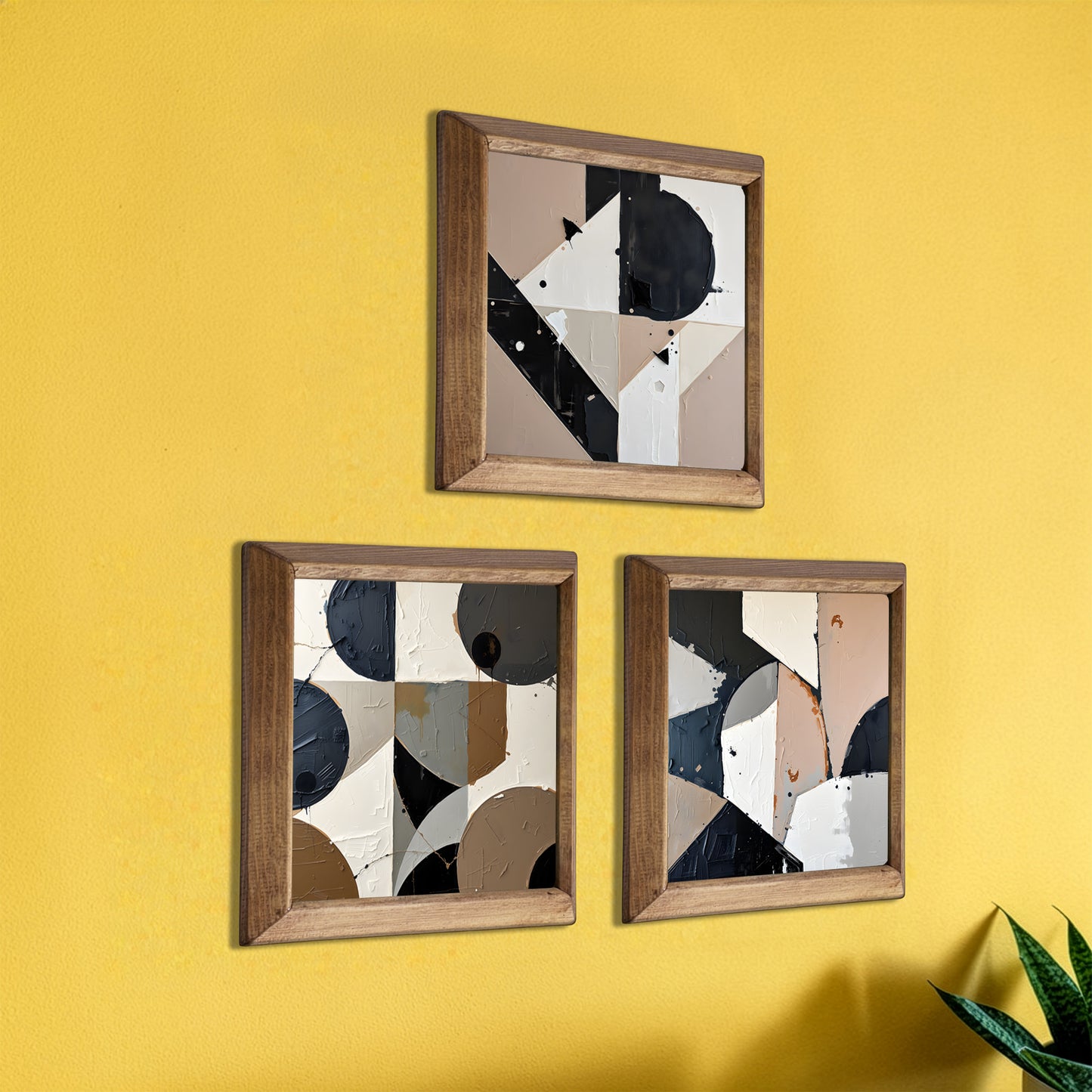 Geometric Shapes Trio Natural Stone Wall Art