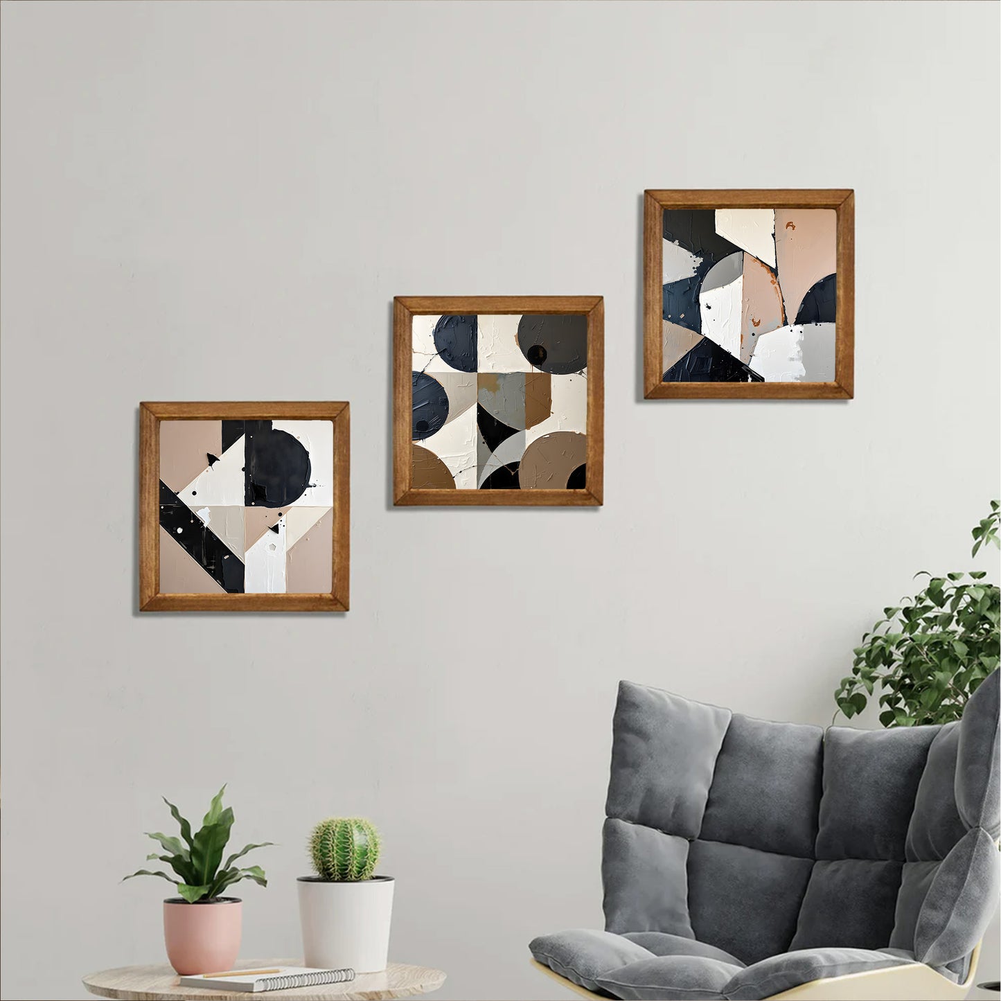 Geometric Shapes Trio Natural Stone Wall Art