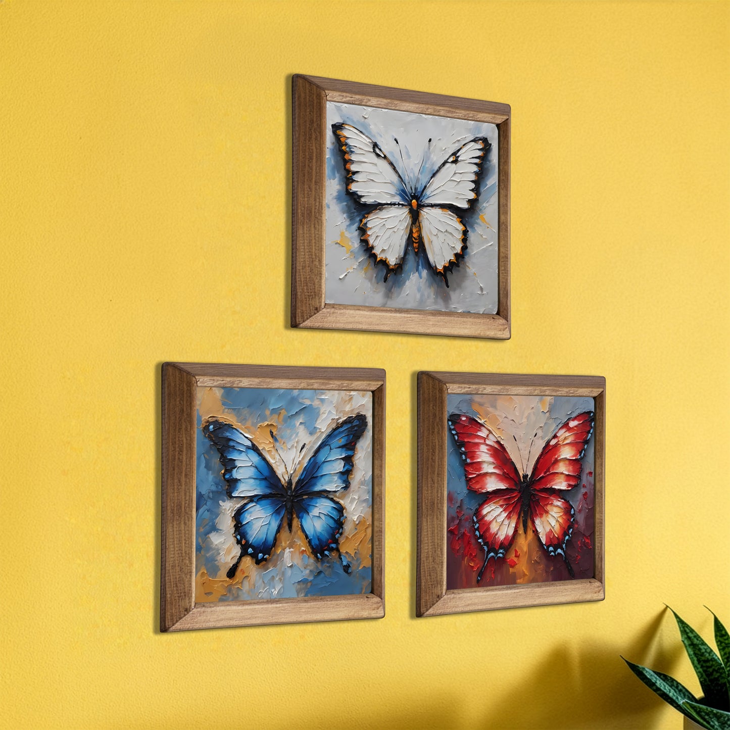 Butterfly Harmony Trio Natural Stone Wall Art