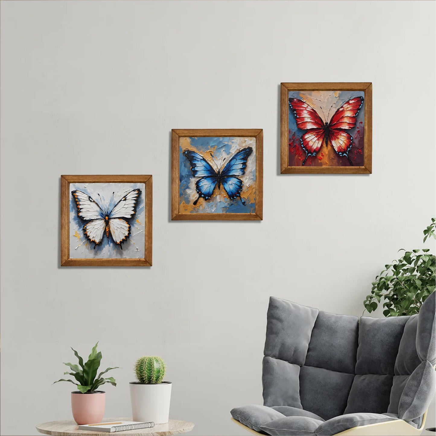 Butterfly Harmony Trio Natural Stone Wall Art