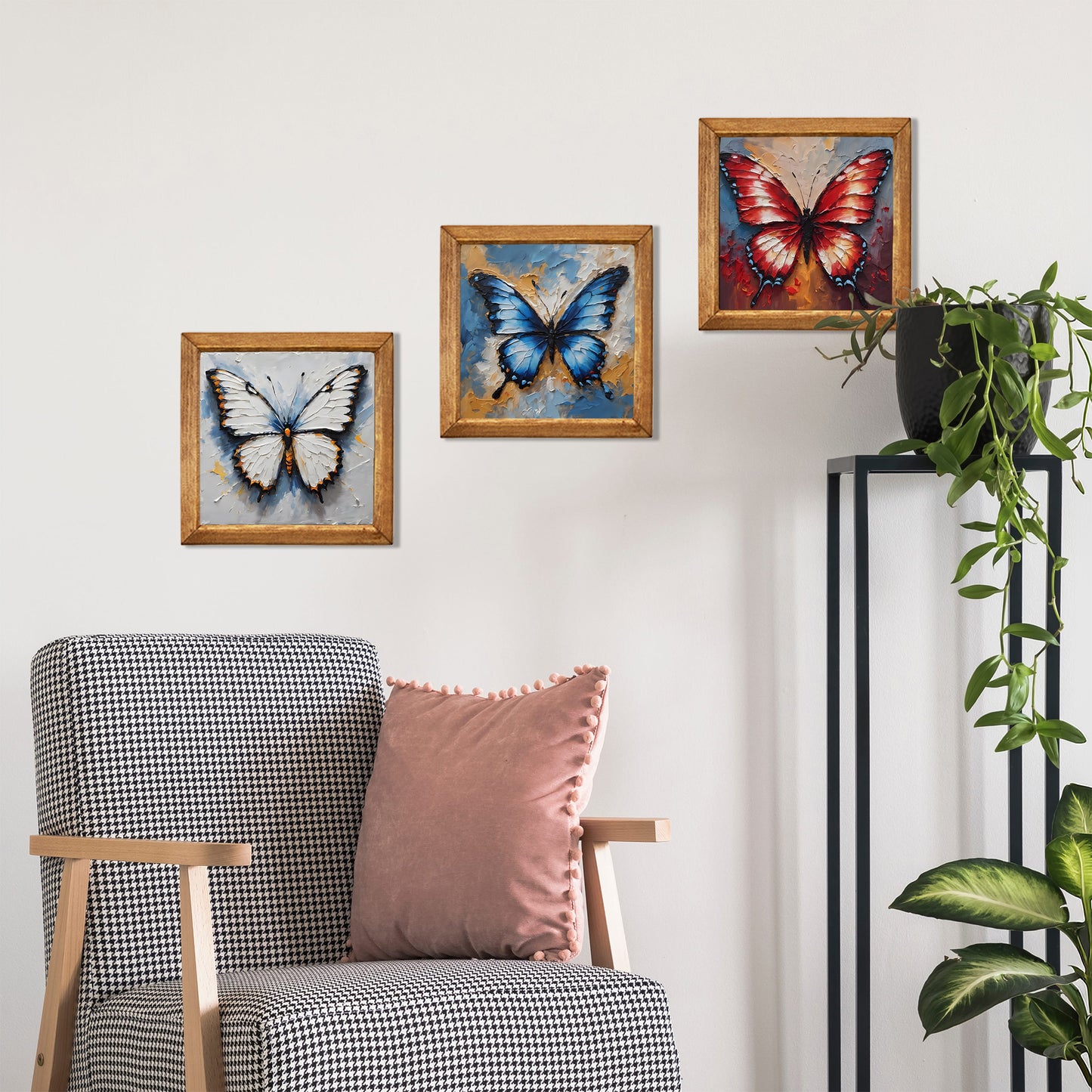Butterfly Harmony Trio Natural Stone Wall Art