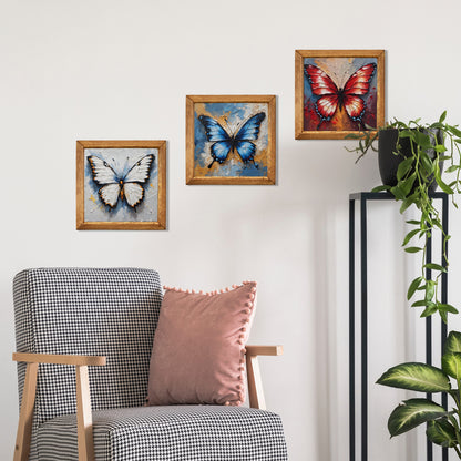 Butterfly Harmony Trio Natural Stone Wall Art
