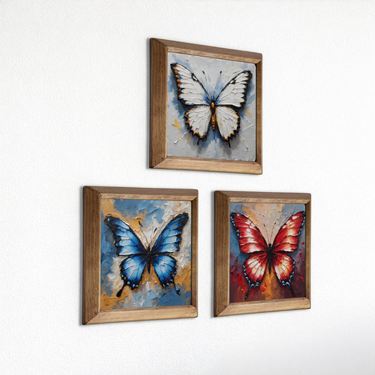 Butterfly Harmony Trio Natural Stone Wall Art