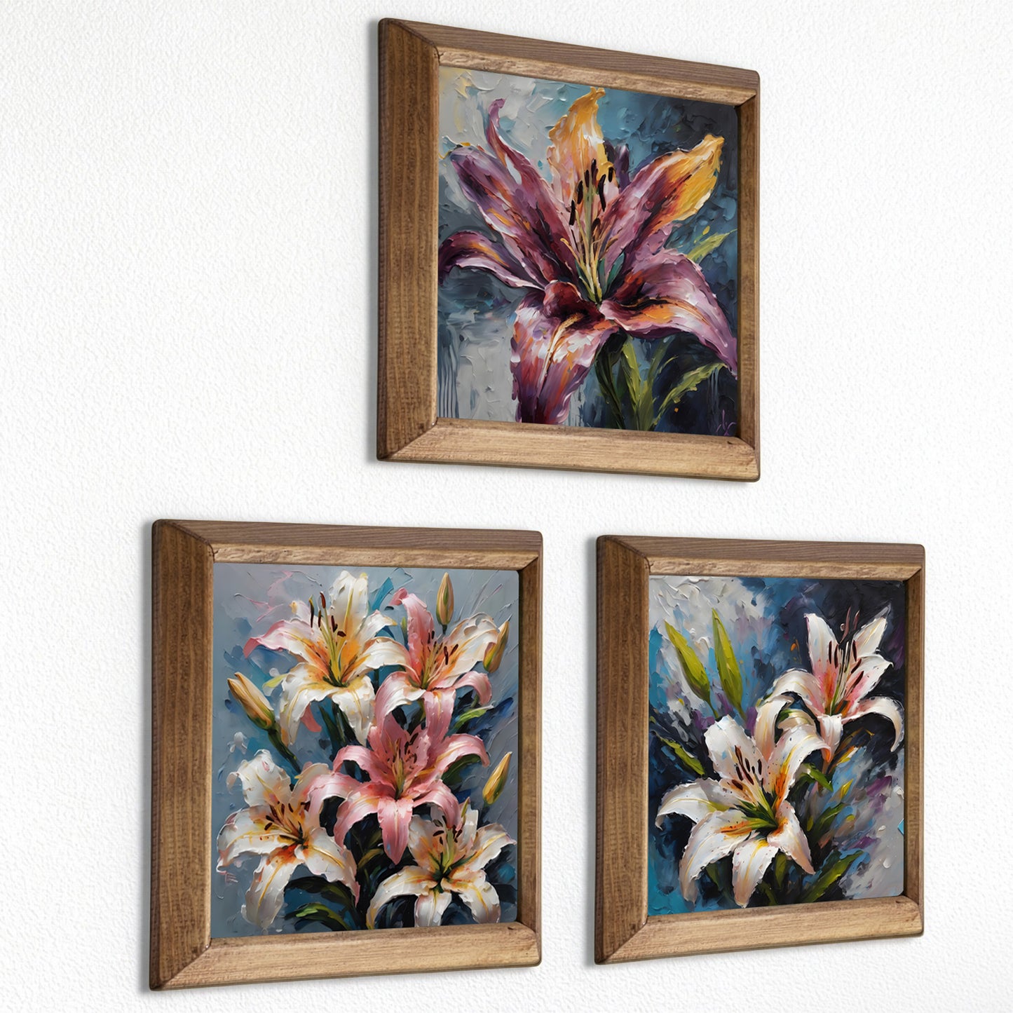 Lily Bloom Trio Stone Wall Art Set
