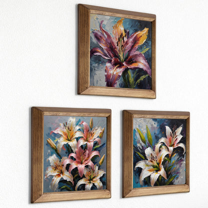 Lily Bloom Trio Stone Wall Art Set