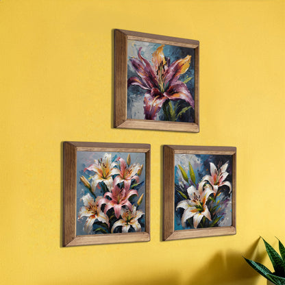Lily Bloom Trio Natural Stone Wall Art