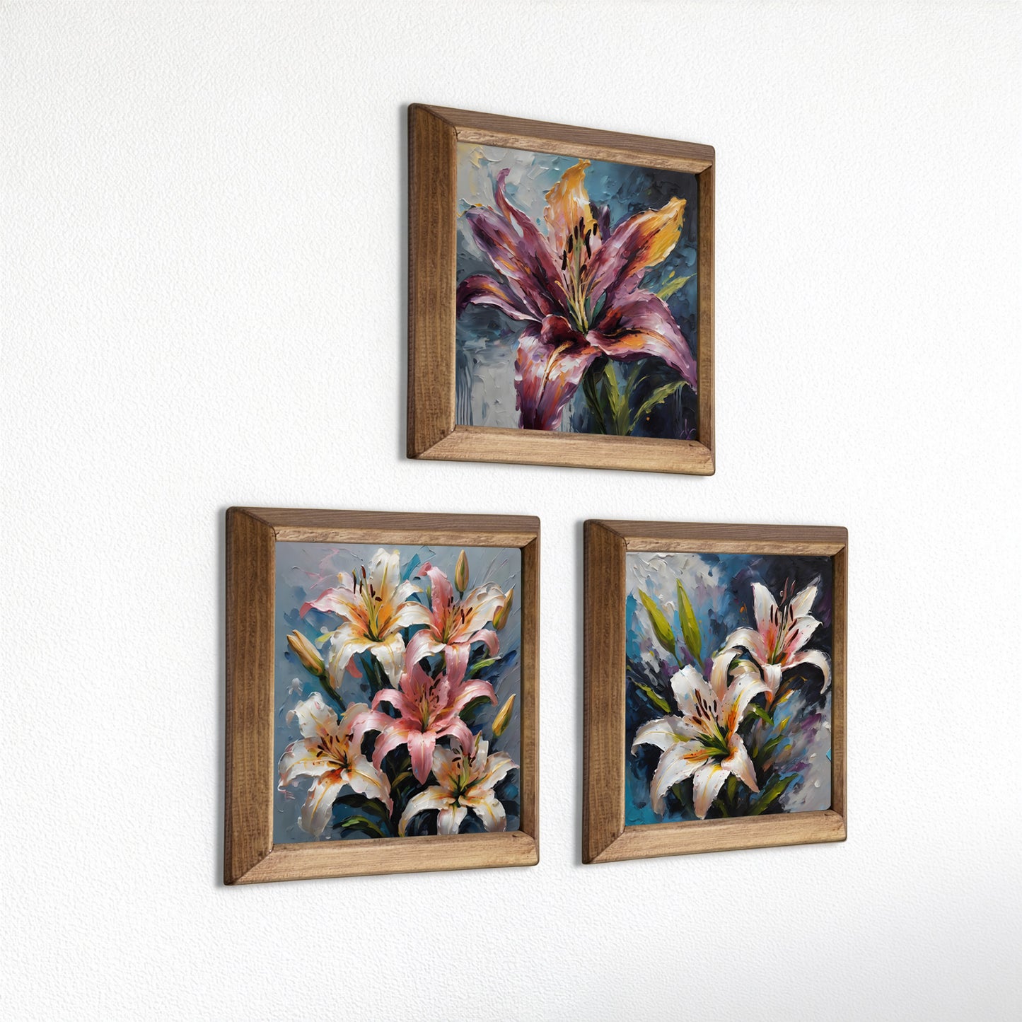 Lily Bloom Trio Natural Stone Wall Art