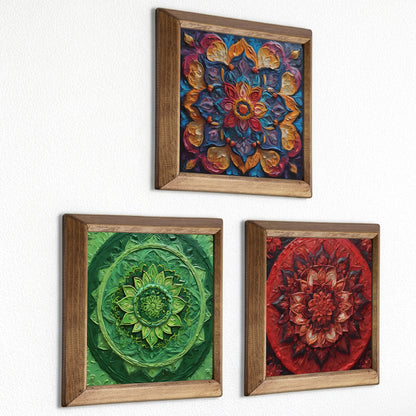Jewel Mandala Trio Stone Wall Art Set