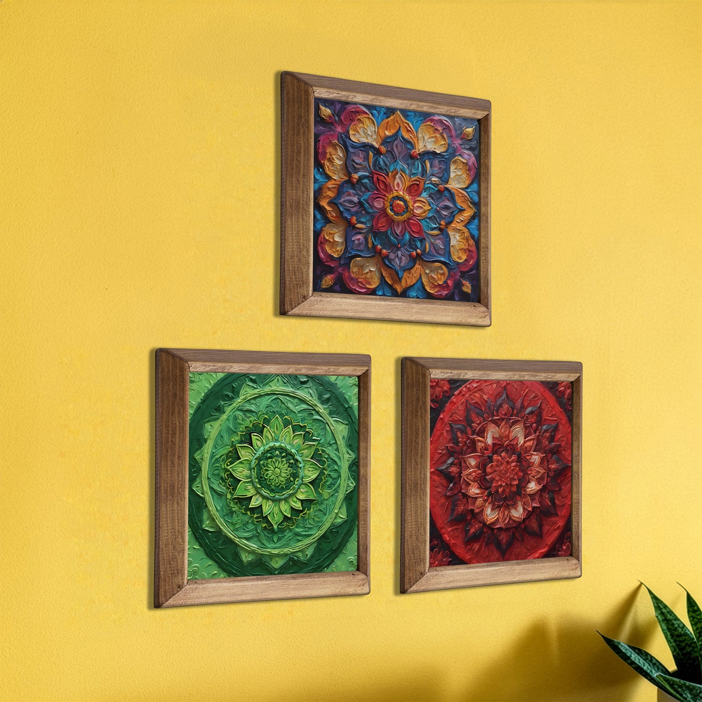 Jewel Mandala Trio Natural Stone Wall Art