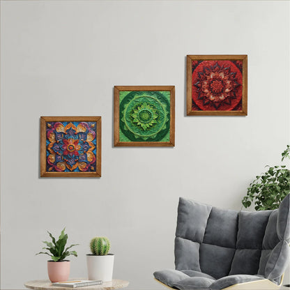 Jewel Mandala Trio Natural Stone Wall Art