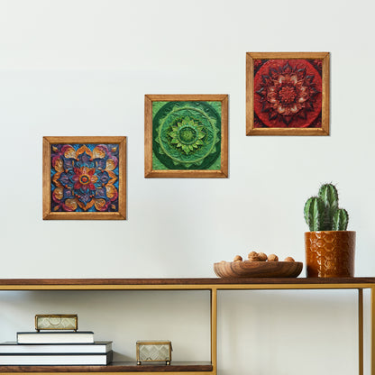 Jewel Mandala Trio Natural Stone Wall Art