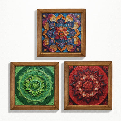 Jewel Mandala Trio Natural Stone Wall Art