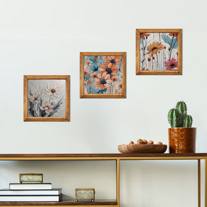 Pastel Floral Trio Natural Stone Wall Art