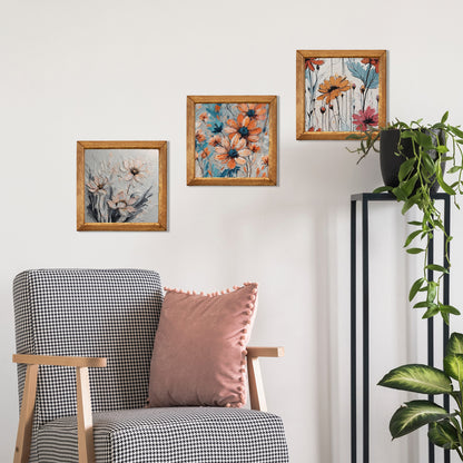 Pastel Floral Trio Natural Stone Wall Art