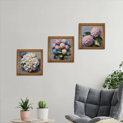 Hydrangea Bloom Trio Natural Stone Wall Art