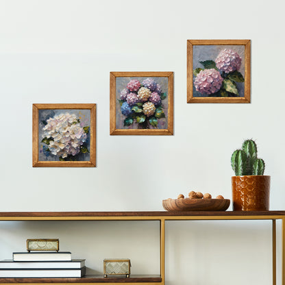 Hydrangea Bloom Trio Natural Stone Wall Art