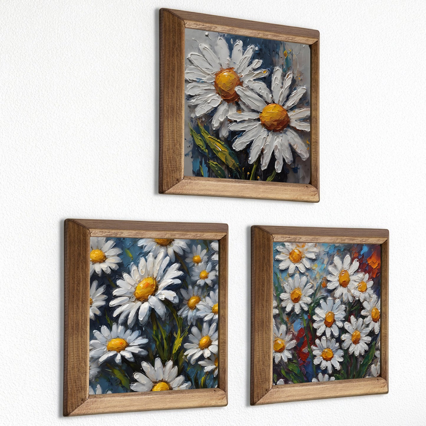 Daisy Bloom Trio Stone Wall Art Set