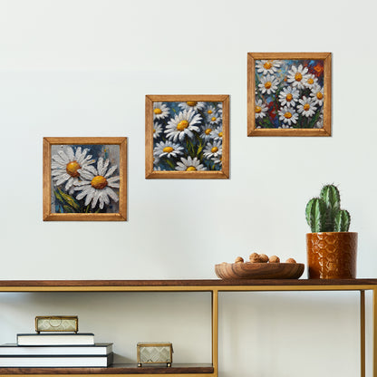 Daisy Bloom Trio Natural Stone Wall Art