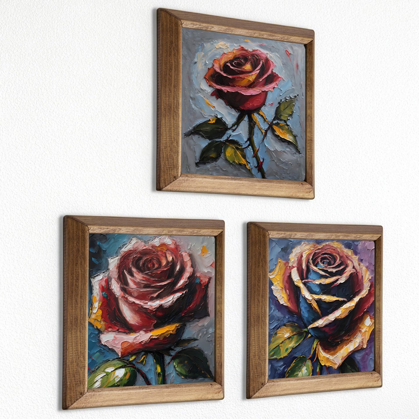 Rose Harmony Trio Stone Wall Art Set