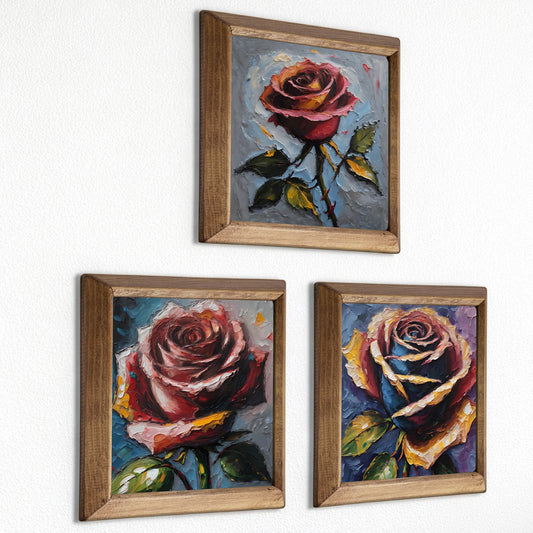 Rose Harmony Trio Stone Wall Art Set