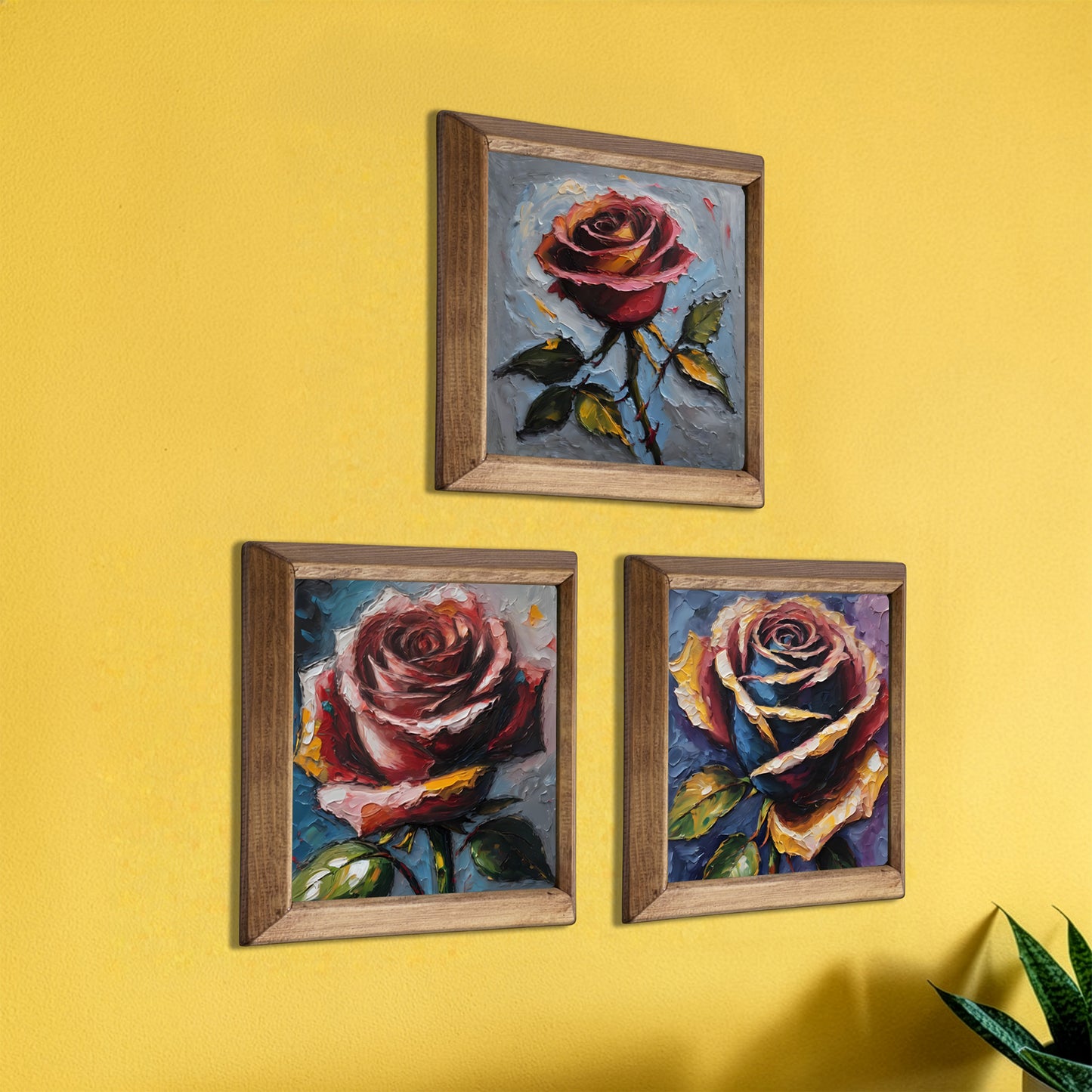Rose Harmony Trio Natural Stone Wall Art