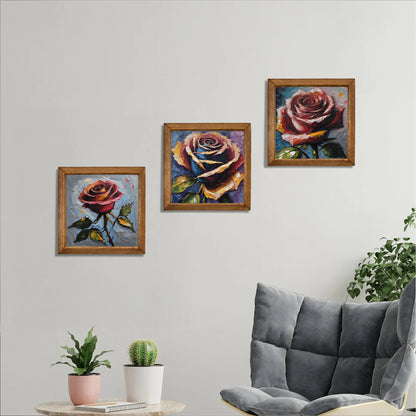 Rose Harmony Trio Natural Stone Wall Art