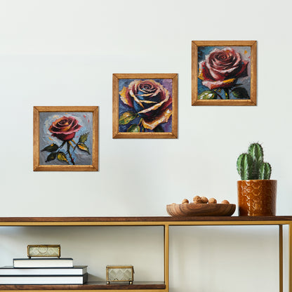 Rose Harmony Trio Natural Stone Wall Art