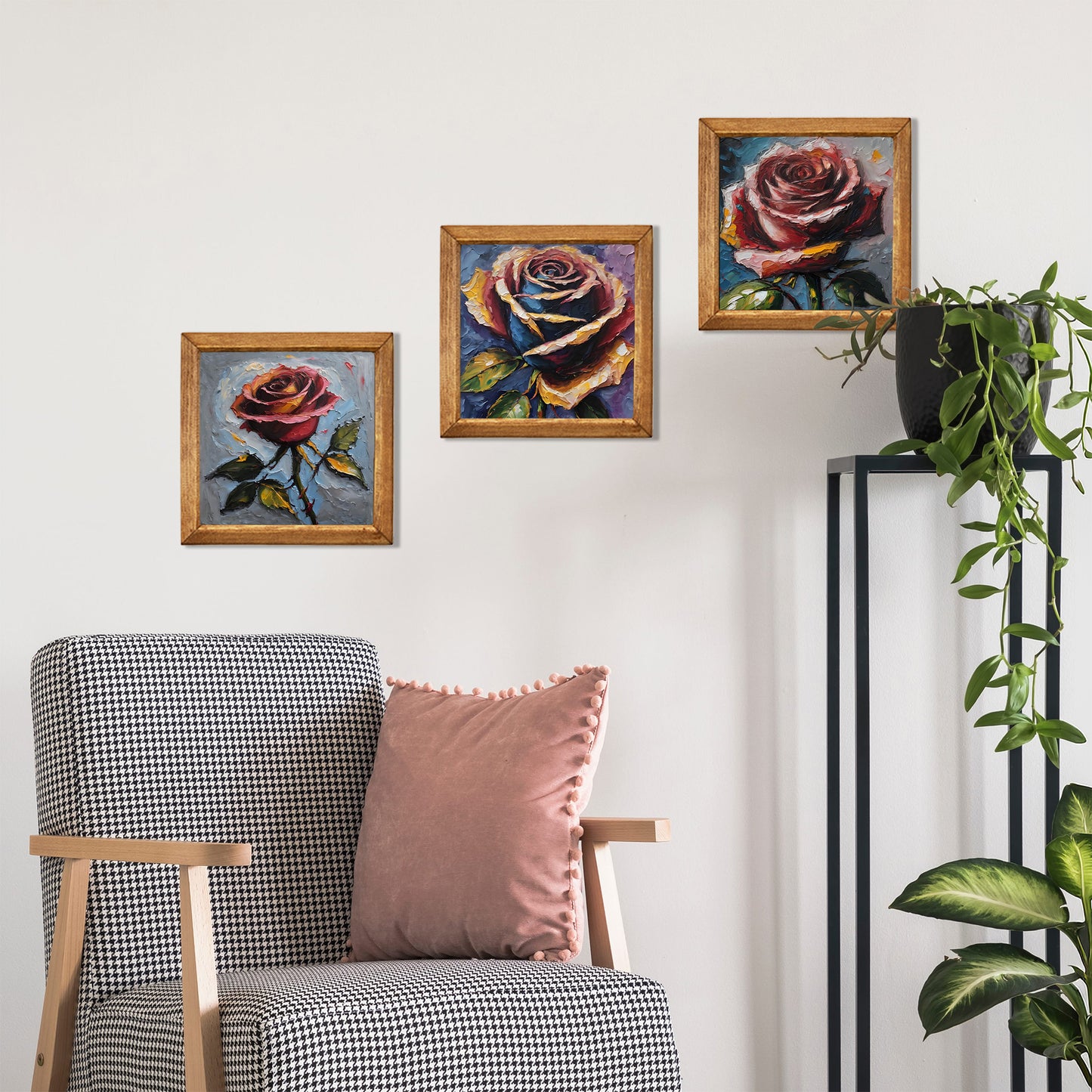 Rose Harmony Trio Natural Stone Wall Art