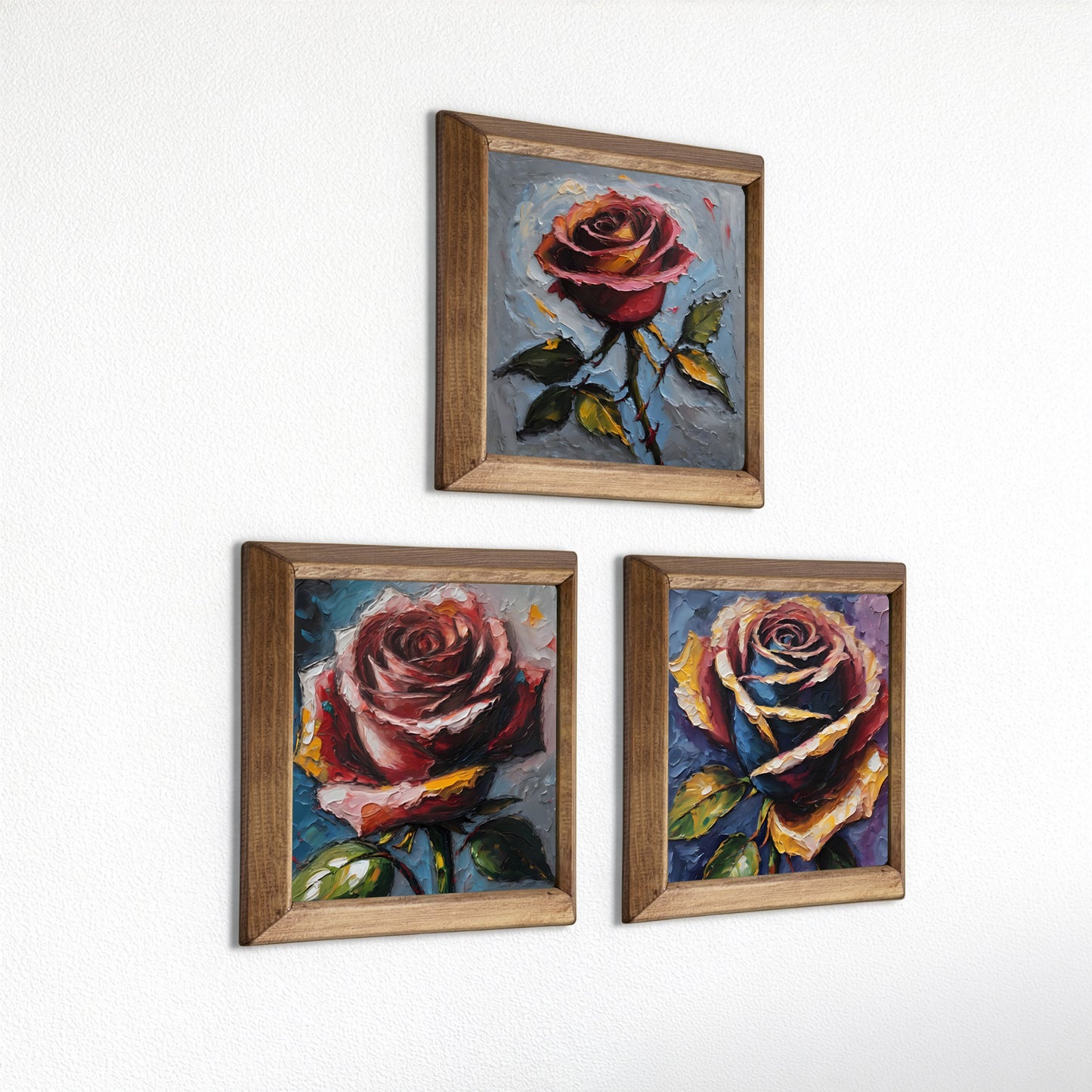 Rose Harmony Trio Natural Stone Wall Art