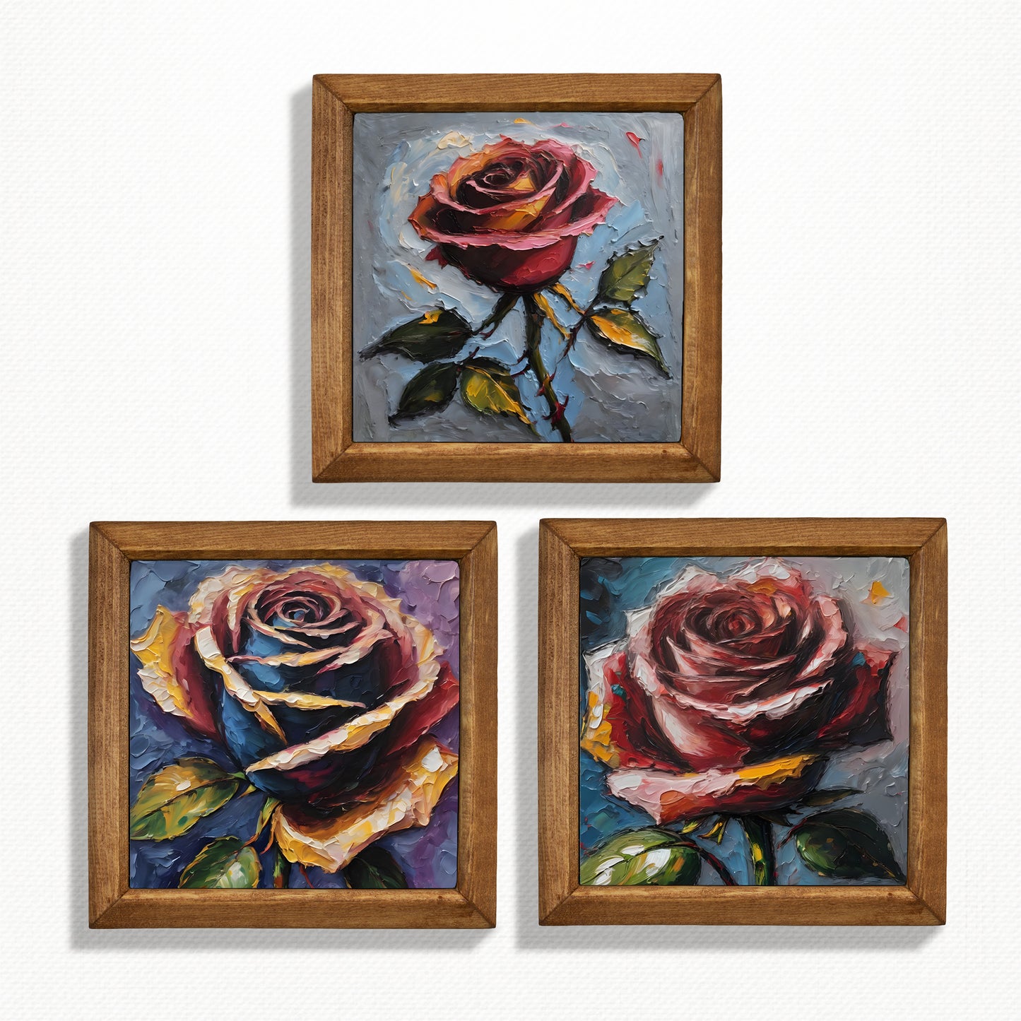Rose Harmony Trio Natural Stone Wall Art