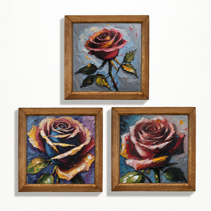 Rose Harmony Trio Natural Stone Wall Art