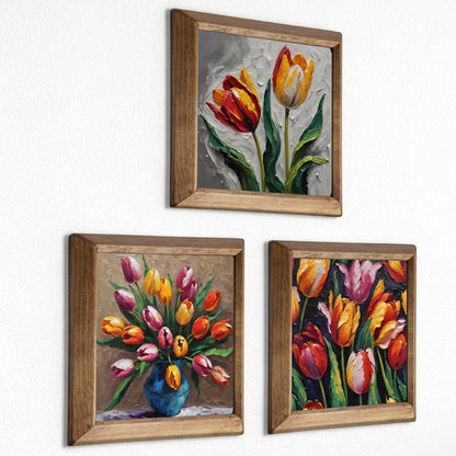 Radiant Tulip Bloom Trio Stone Wall Art Set
