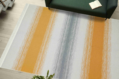 Arya Craft Grey Yellow Rug - Carpet in Elegant Interior | Artistry Home