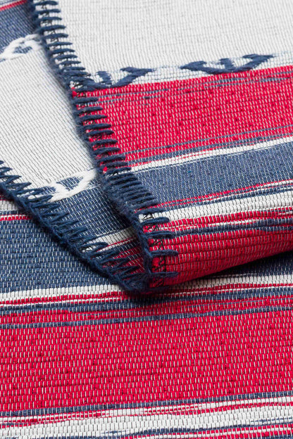 Arya Craft Navy Rug - Folded to Show Pattern and Texture | Artistry Home