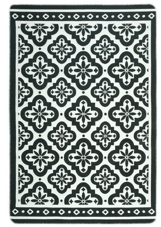 Arya Neo Black & White Washable Recycled Cotton Rug