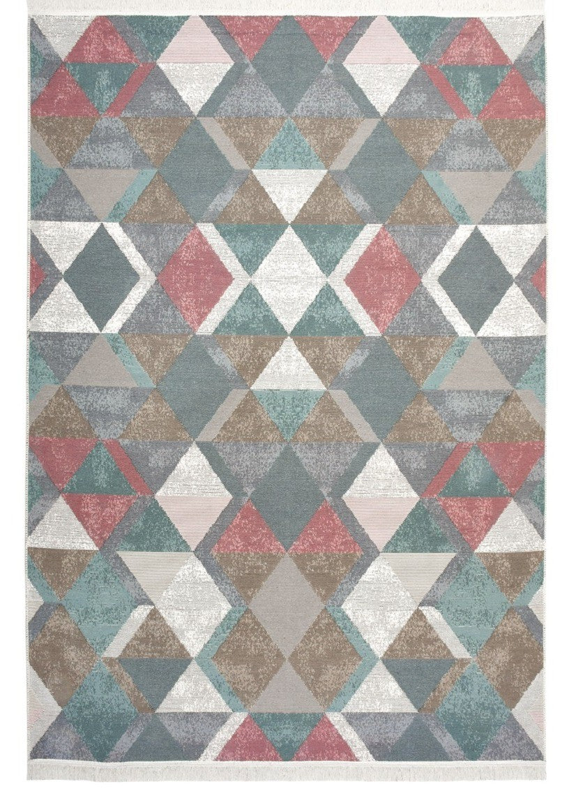 Arya Blue Pink Reversible Washable Recycled Cotton Rug