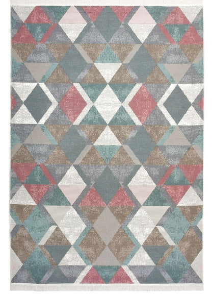 Arya Blue Pink Reversible Washable Recycled Cotton Rug
