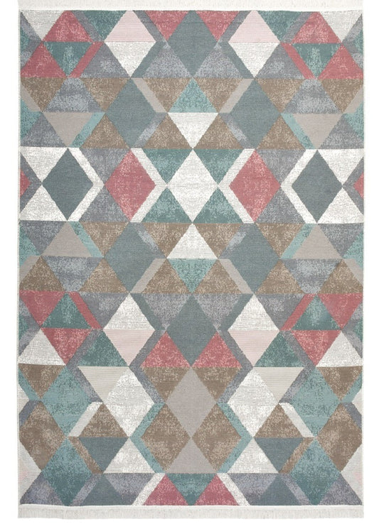 Arya Blue Pink Reversible Washable Recycled Cotton Rug