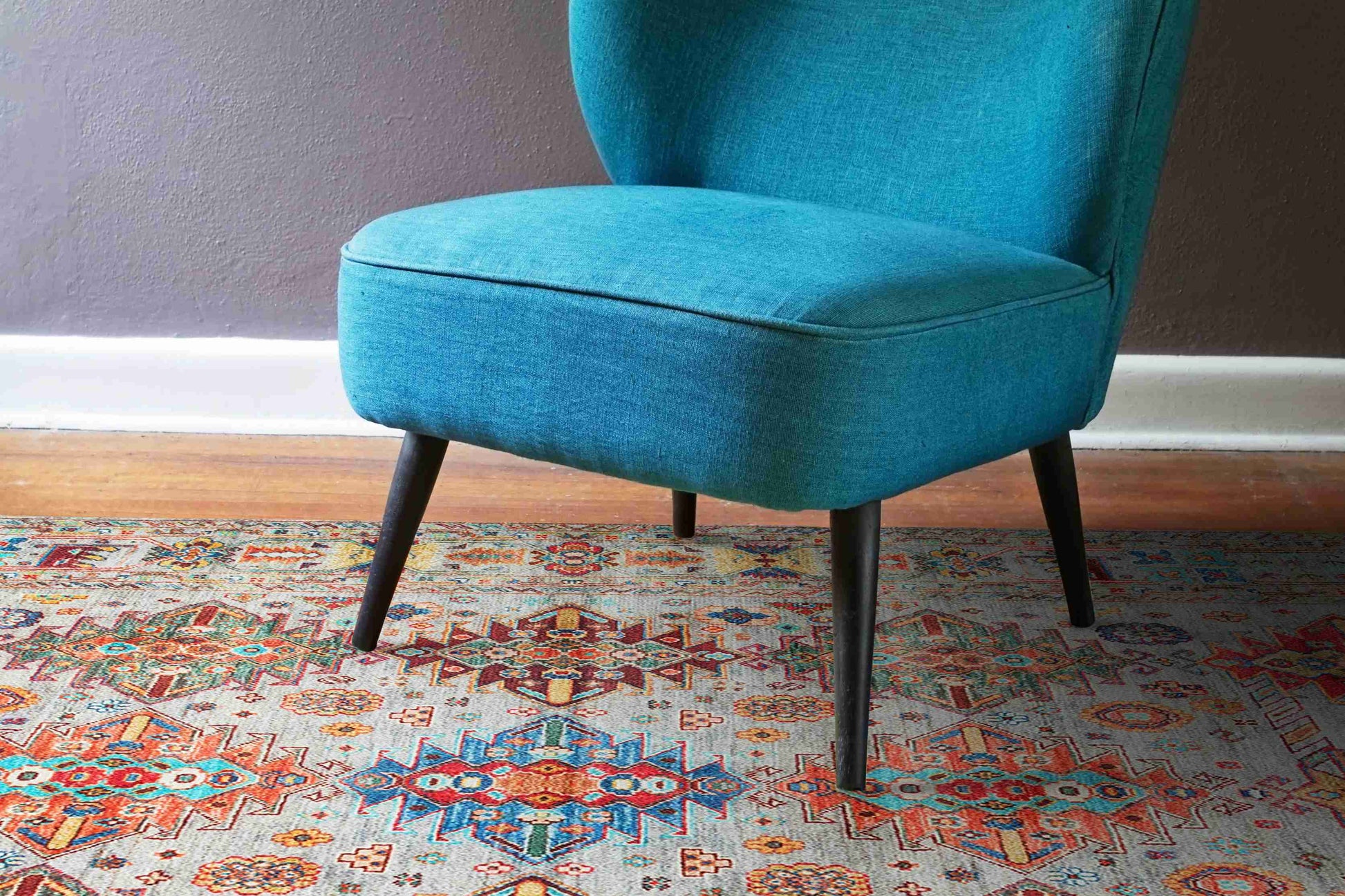 Antique Aqua Rug with Sofa | Artistry Home