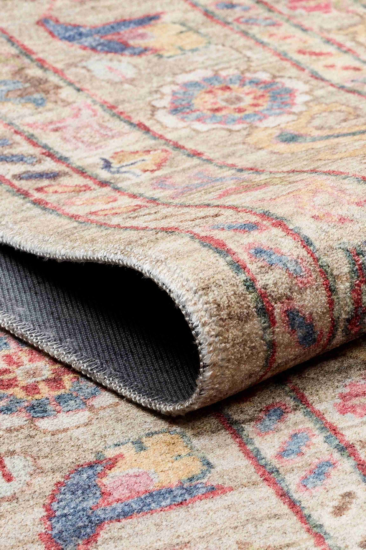 Antique Beige Floral Ziegler Washable Non-Slip Rug